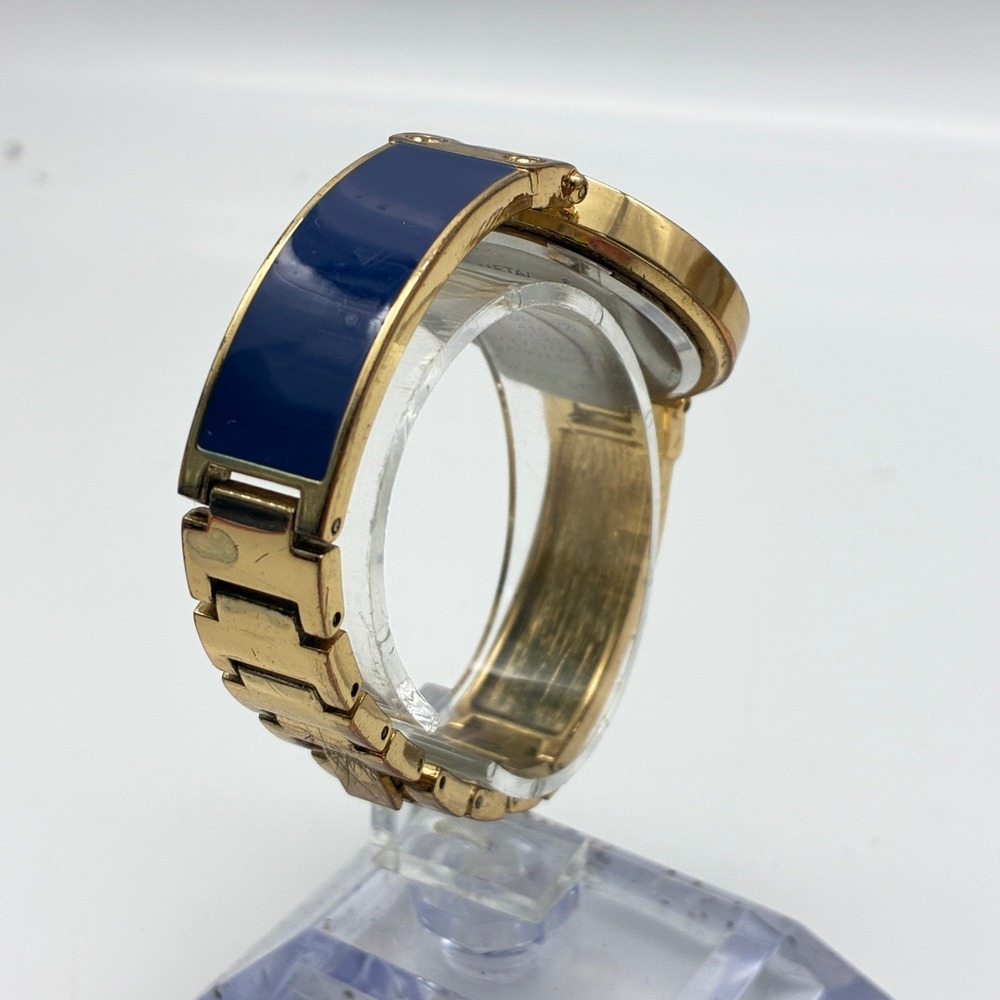 Geneva Quartz Watch Blue Enamel Gold Tone Bracelet GENWM1272L Japan Movt - Picture 7 of 9
